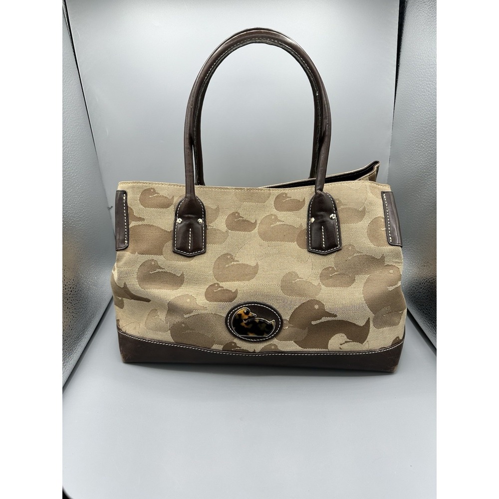 Dooney & Bourke Handbag Large Zipper Tote Duck Print Purse Shoulder Bag Leather